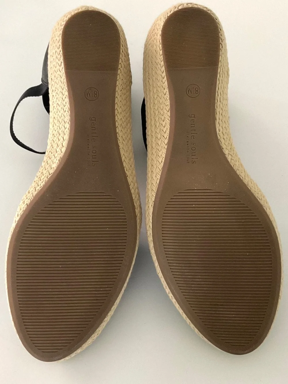 GENTLE SOULS by KENNETH COLE Noa Beth Black Leather Espadrille Sandals Size 8.5
